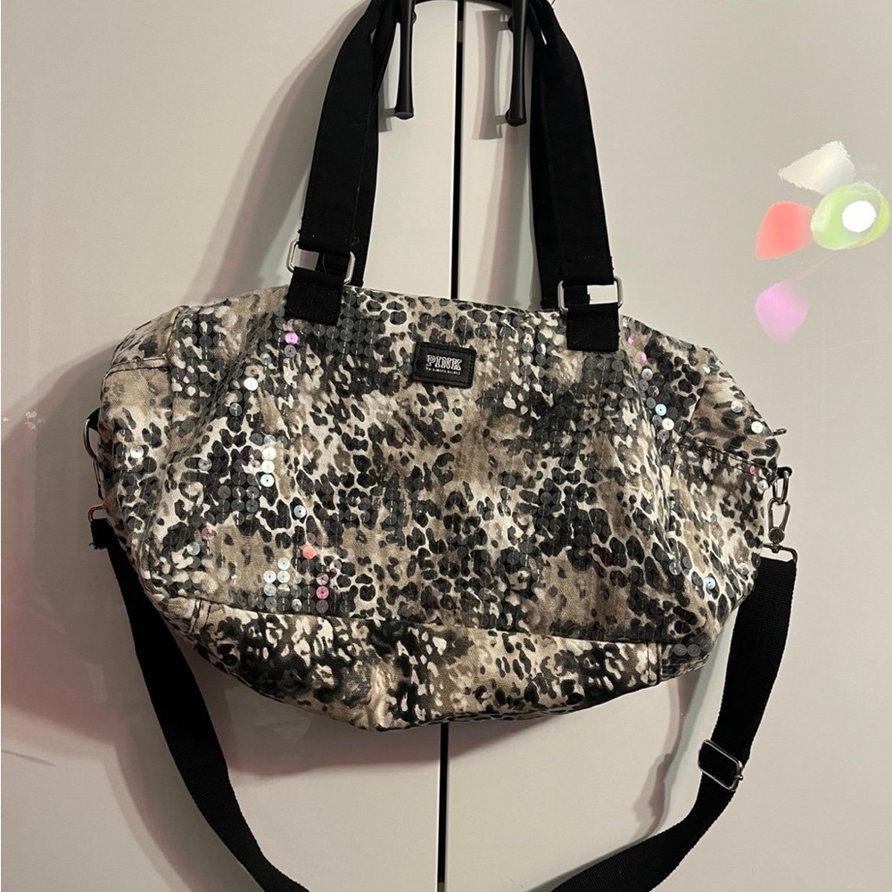 PINK Victoria's Secret Leopard Print Overnight Bag